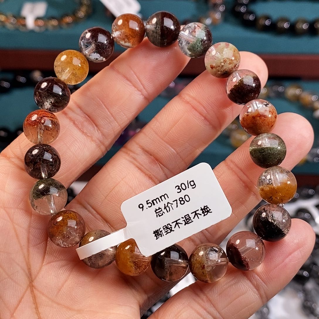 水晶手串未镶嵌四季幽灵9.5mm全透体