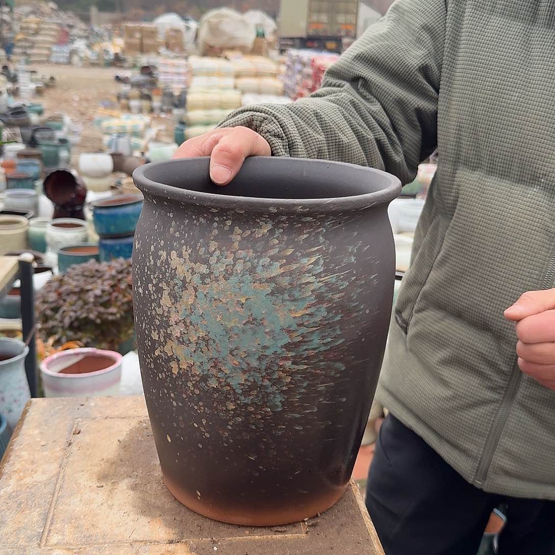 紫砂花盆口20高25.5泼墨大号武老庄