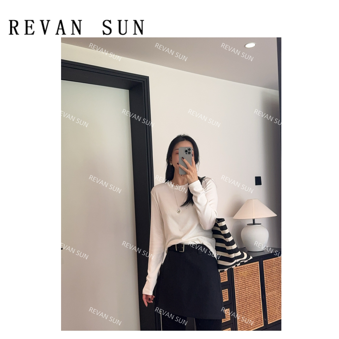 REVAN SUN-大骨架穿搭 净版打底T恤5056