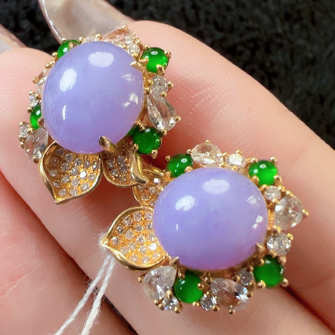 翡翠耳饰18K金镶嵌【福利价】签收后24小时鉴赏期