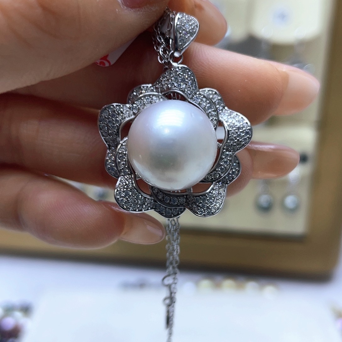 海水珍珠颈饰银S925镶嵌