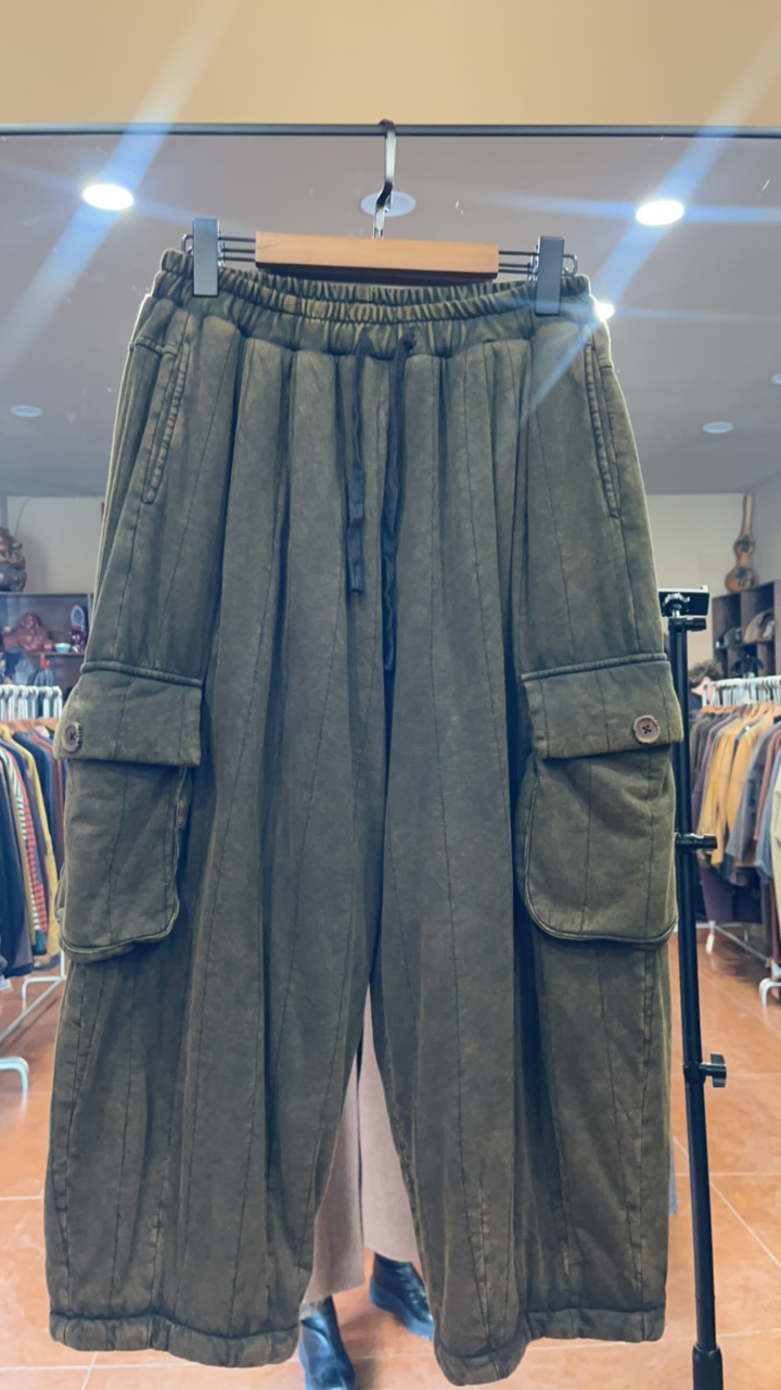 加棉棉裤军绿工装裤