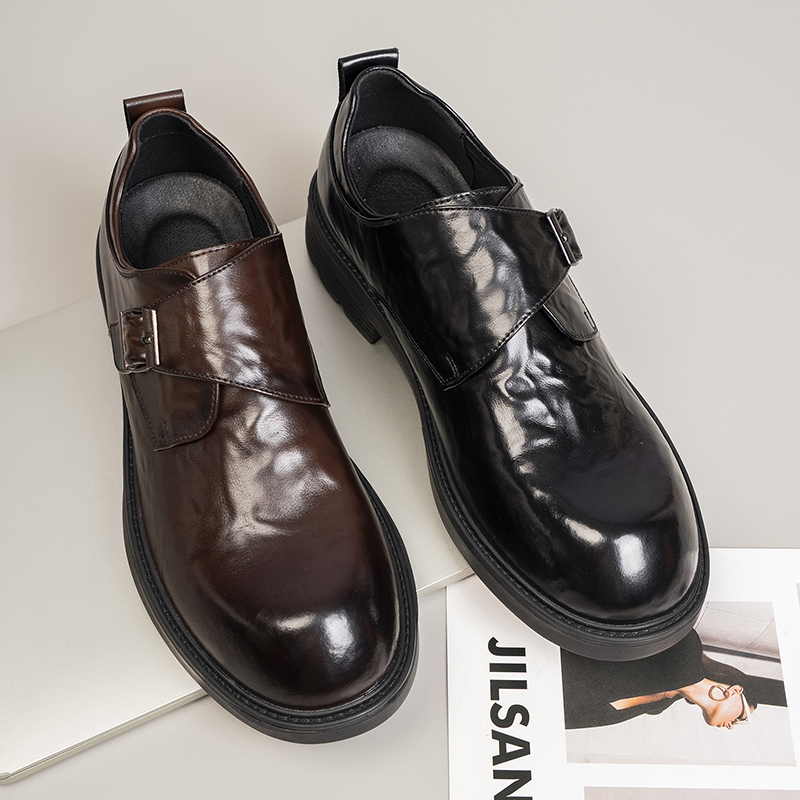 秋季男士休闲皮鞋牛皮商务休闲英伦风一脚蹬软皮乐福鞋男鞋25311