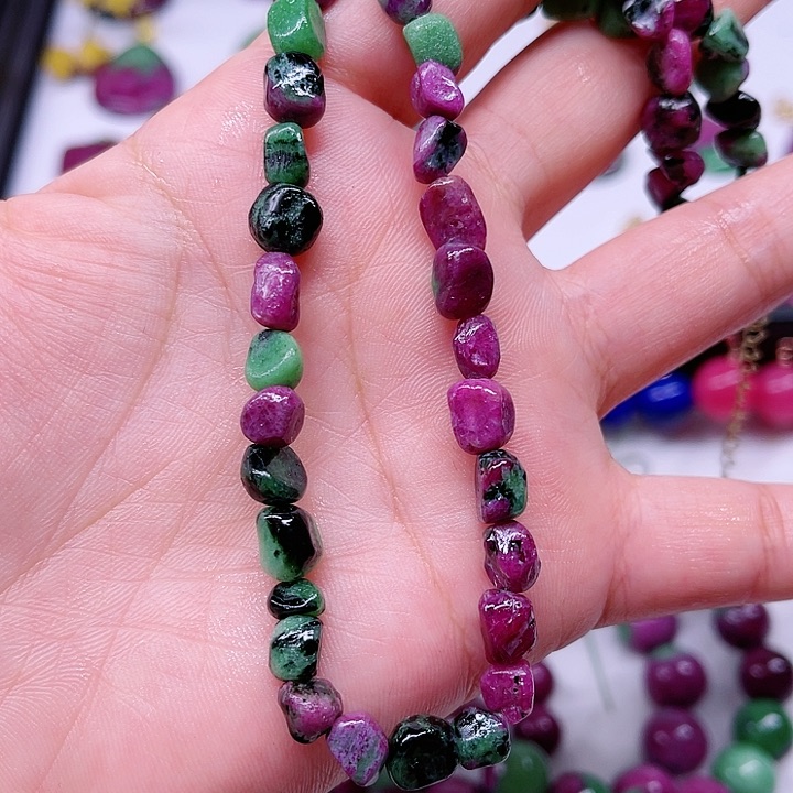 红宝石项链原石银S925镶嵌