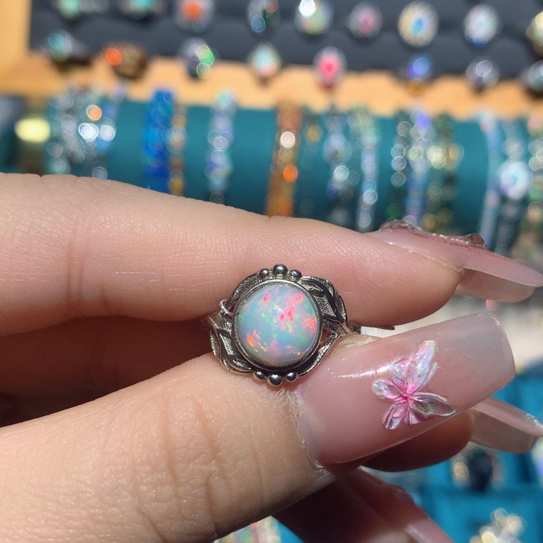 欧泊戒指银S925镶嵌福利