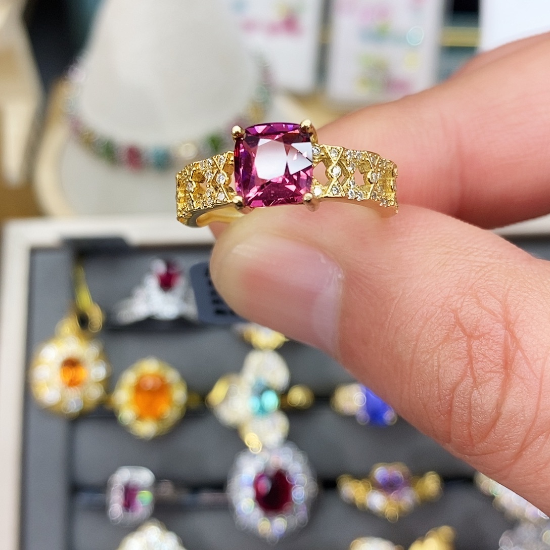 戒指银S925镶嵌石榴石