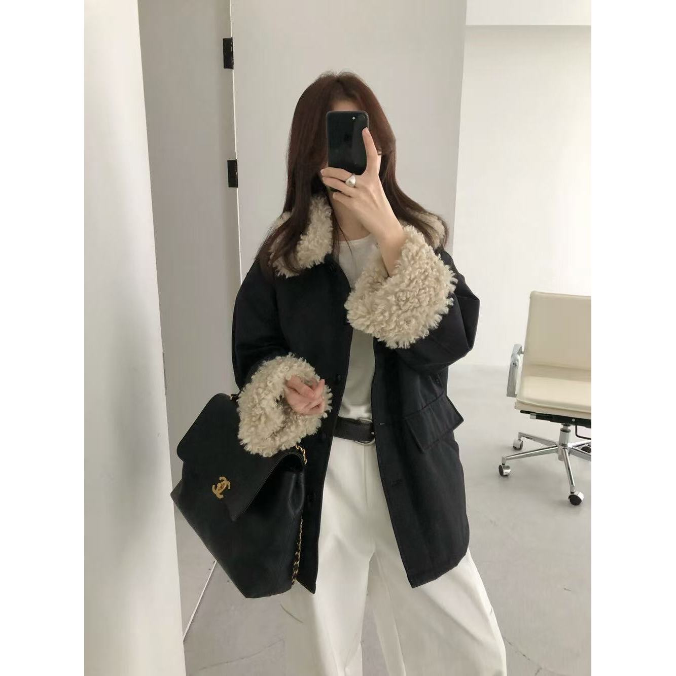 82582#{韩里韩气}冬款棉服韩系毛毛领百搭保暖棉服外套（福利）