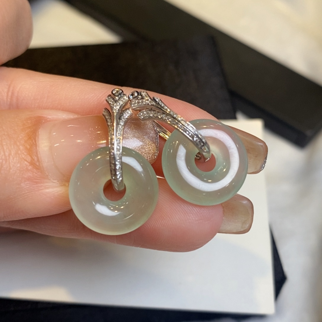 翡翠耳饰18K金镶嵌甜甜圈