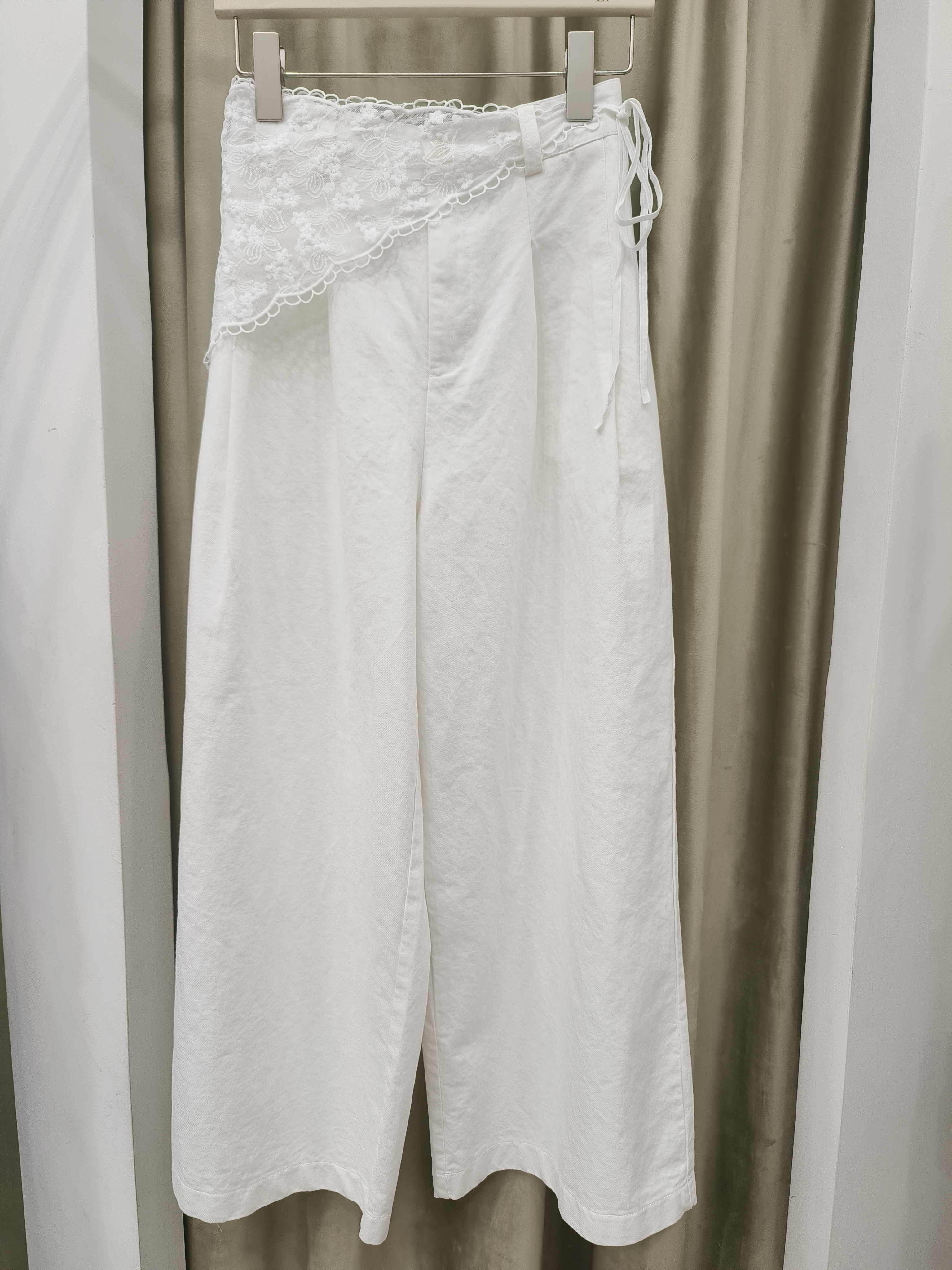 春款上新！白色九分阔腿休闲裤