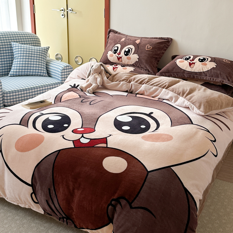 2025新款加厚牛奶绒四件套保暖防寒床上用品床裙款学生宿舍三件套