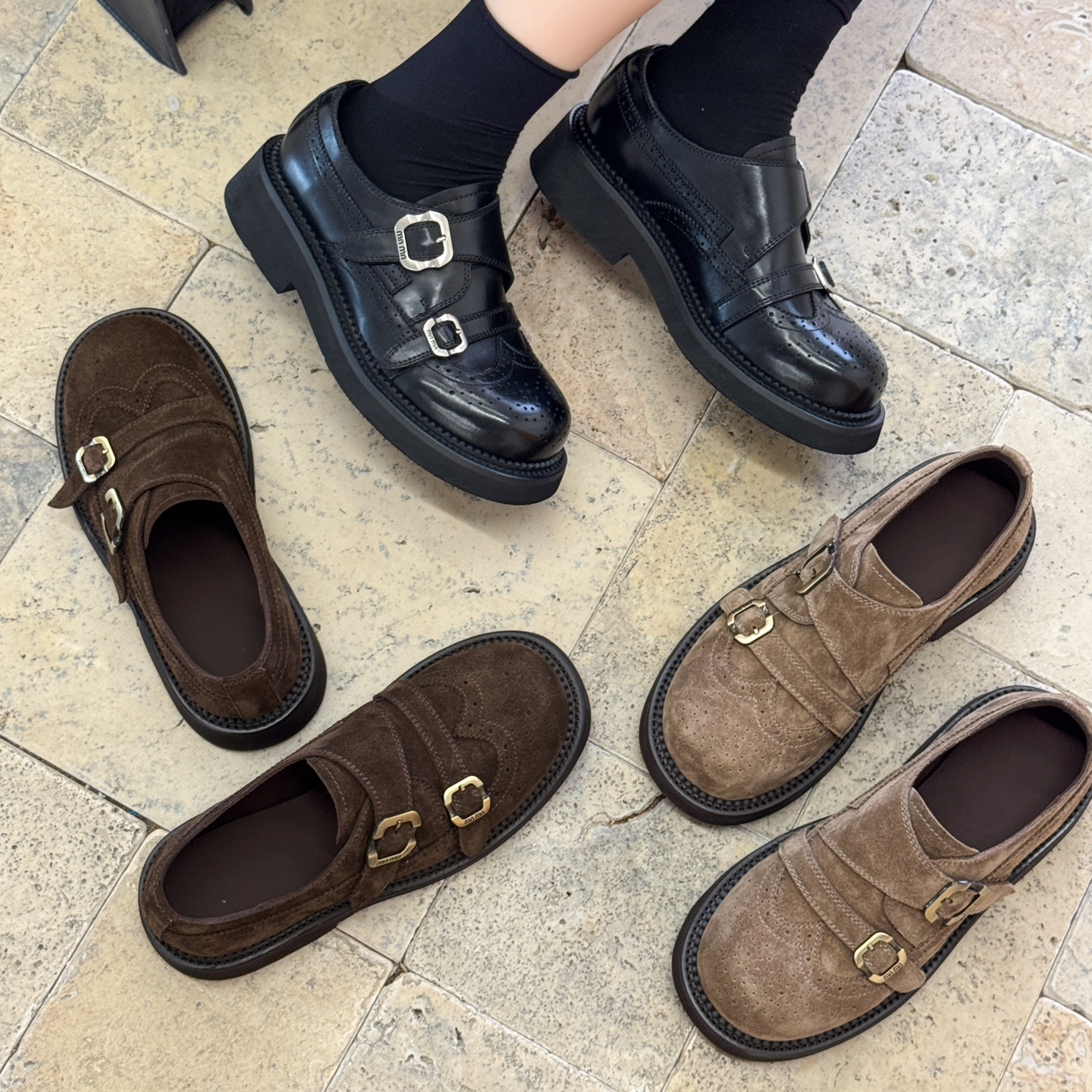 火火【简约秩序感】29630圆头乐福鞋3.5cm时尚休闲鞋复古英伦风