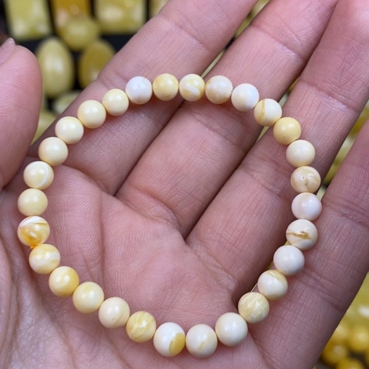 蜜蜡手链未镶嵌A**优天然无优化琥珀蜜蜡