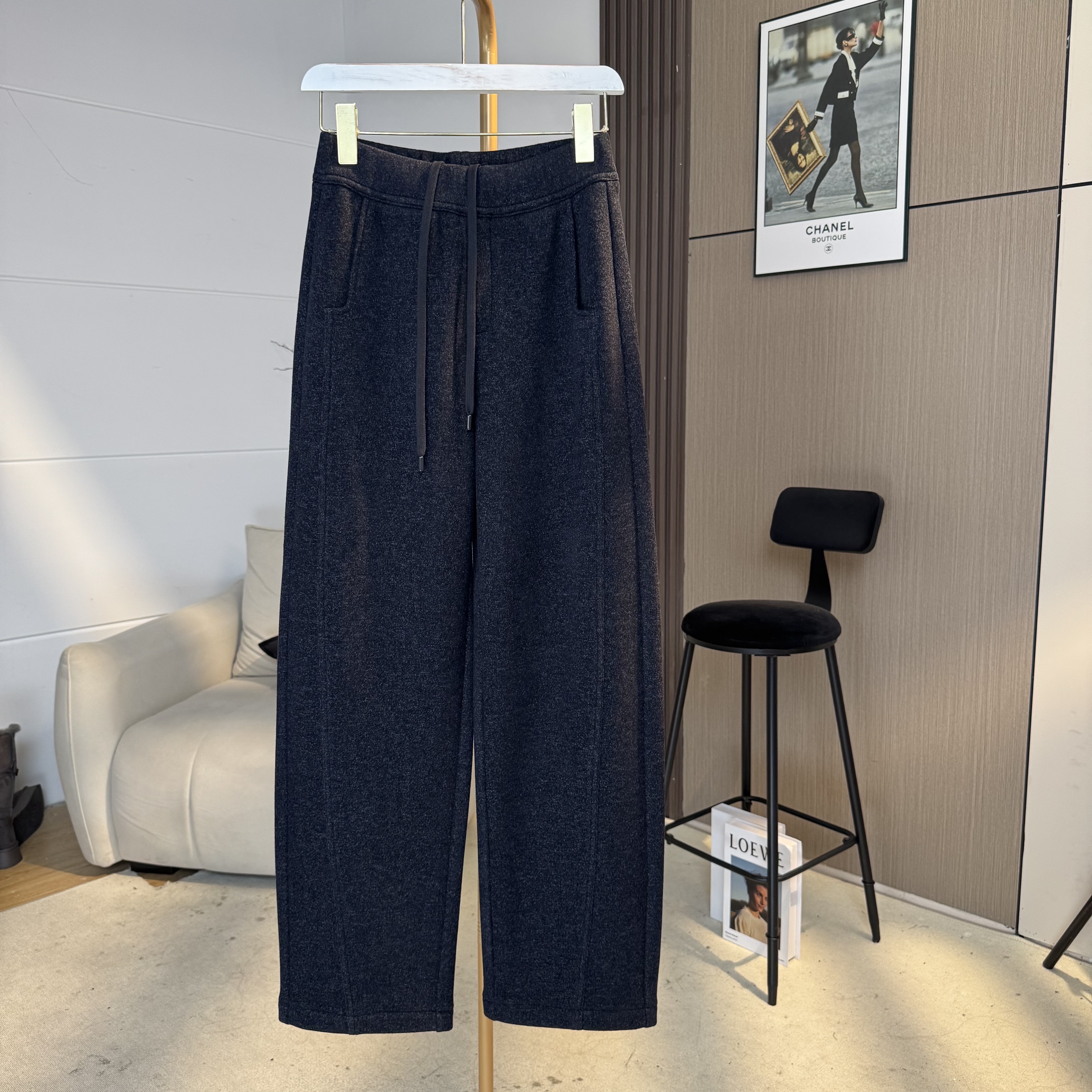 L醋酸羊毛2025冬装新款中腰显瘦时尚百搭休闲宽松直筒长裤