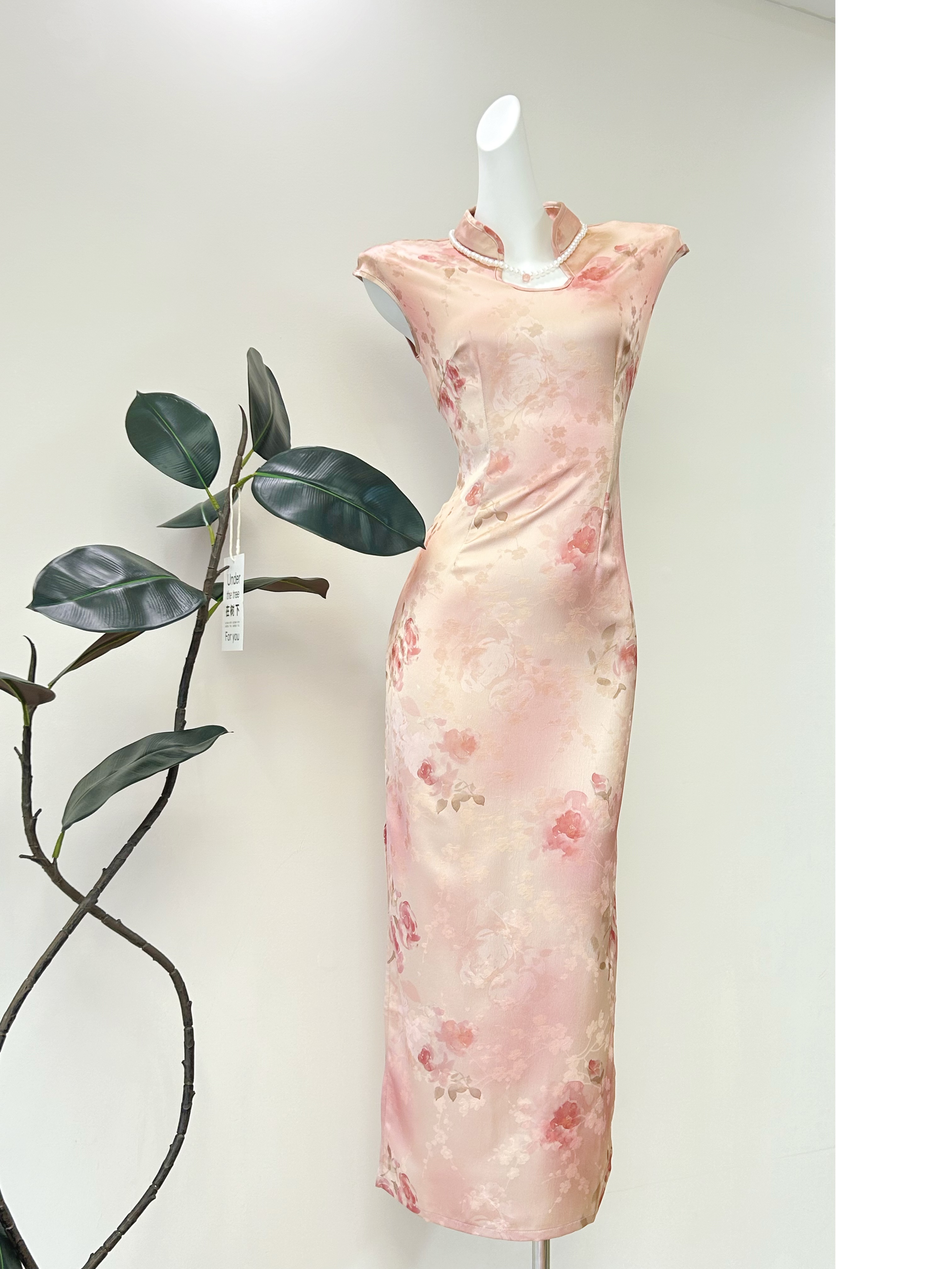 【朝花】花色短袖高腰裙新中式常规款旗袍复古网红法式富婆风