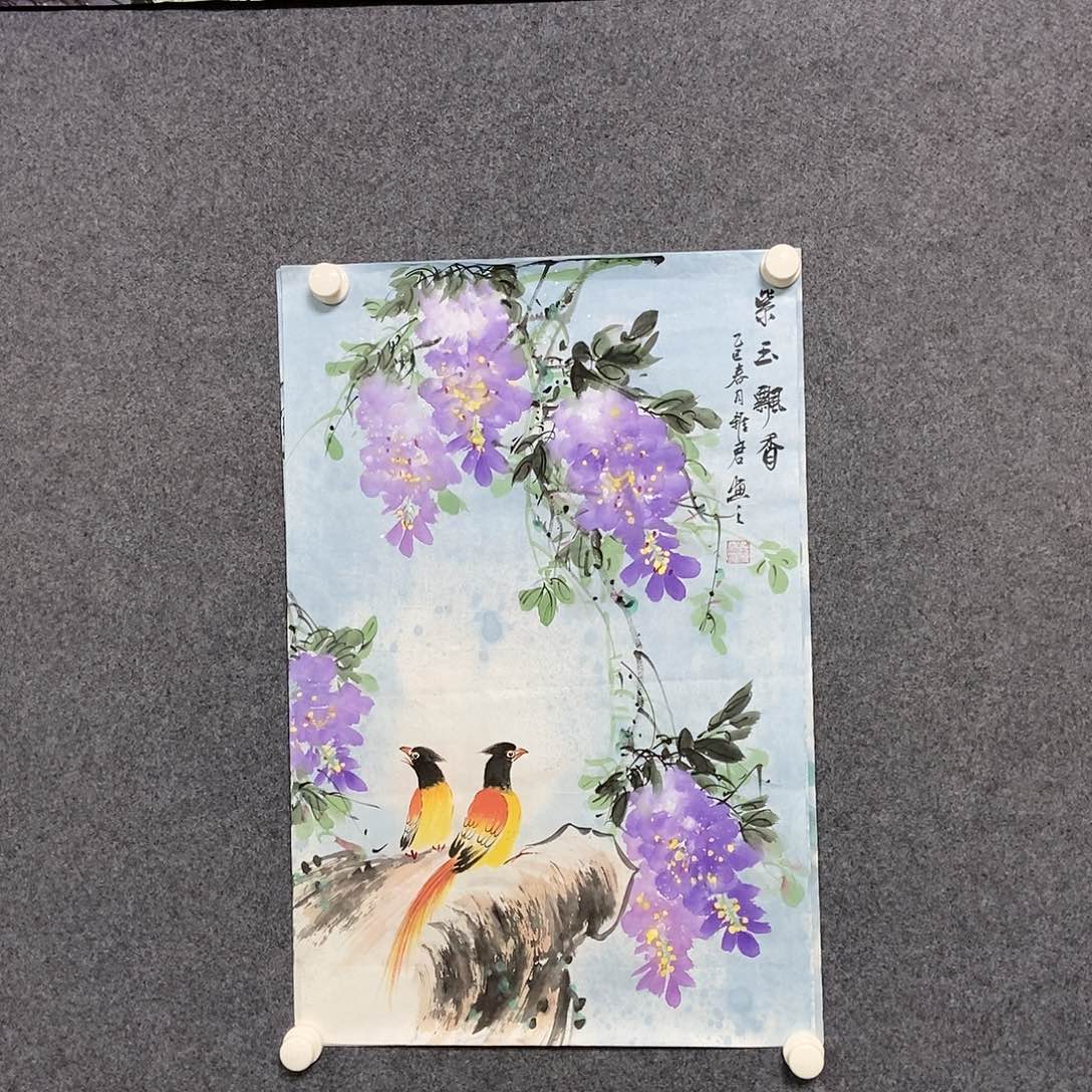 国画四尺三开一副