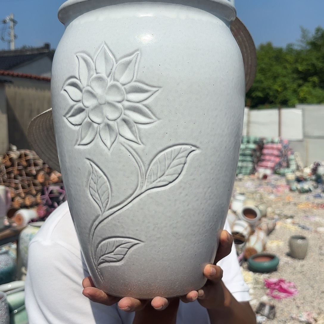 彩刻花口径20高度30