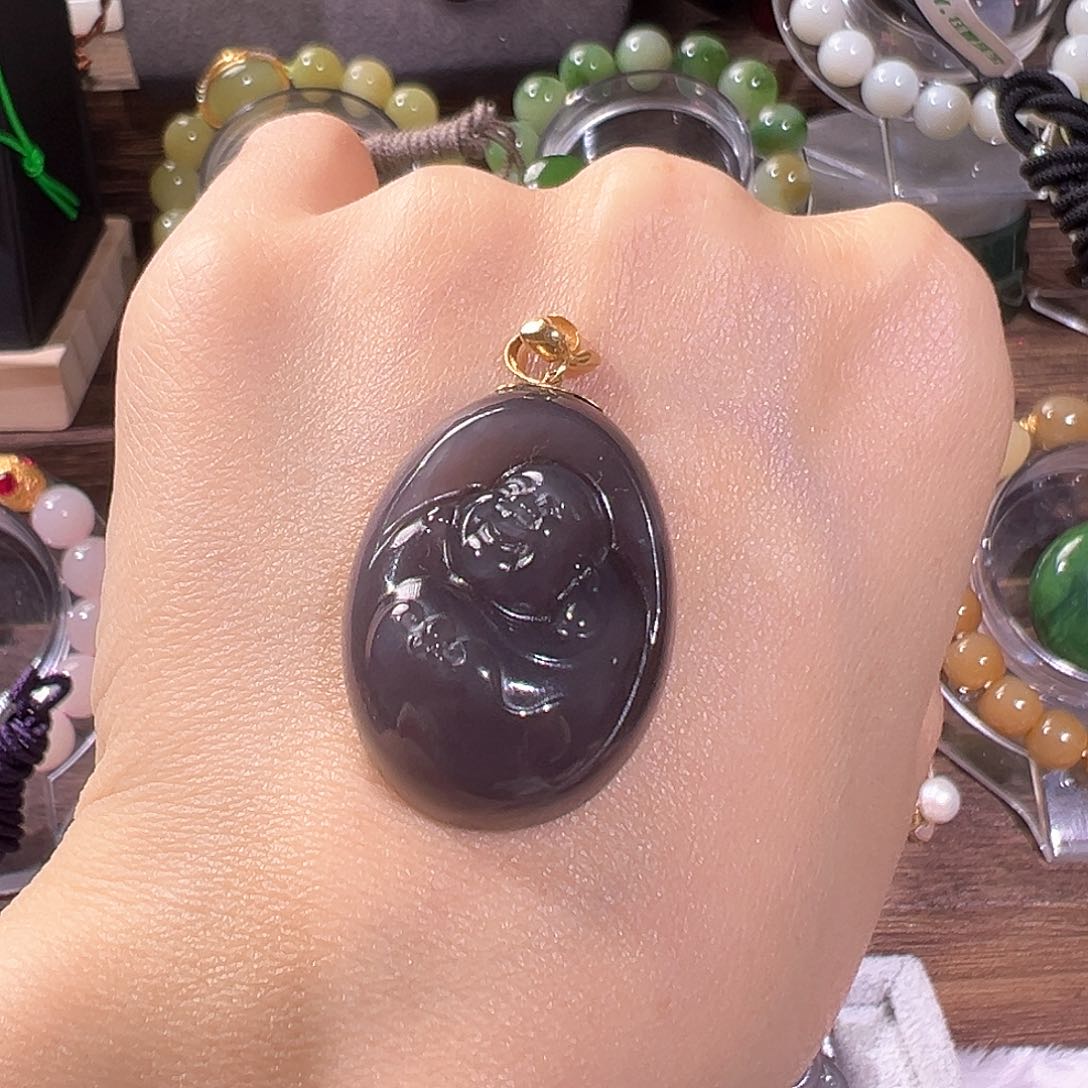 和田玉颈饰18K金镶嵌