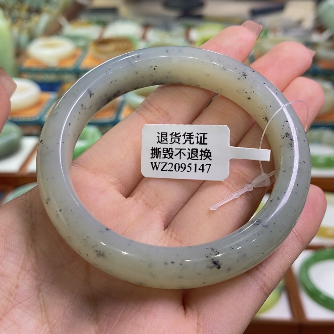 和田玉未镶嵌手镯籽青花54/55