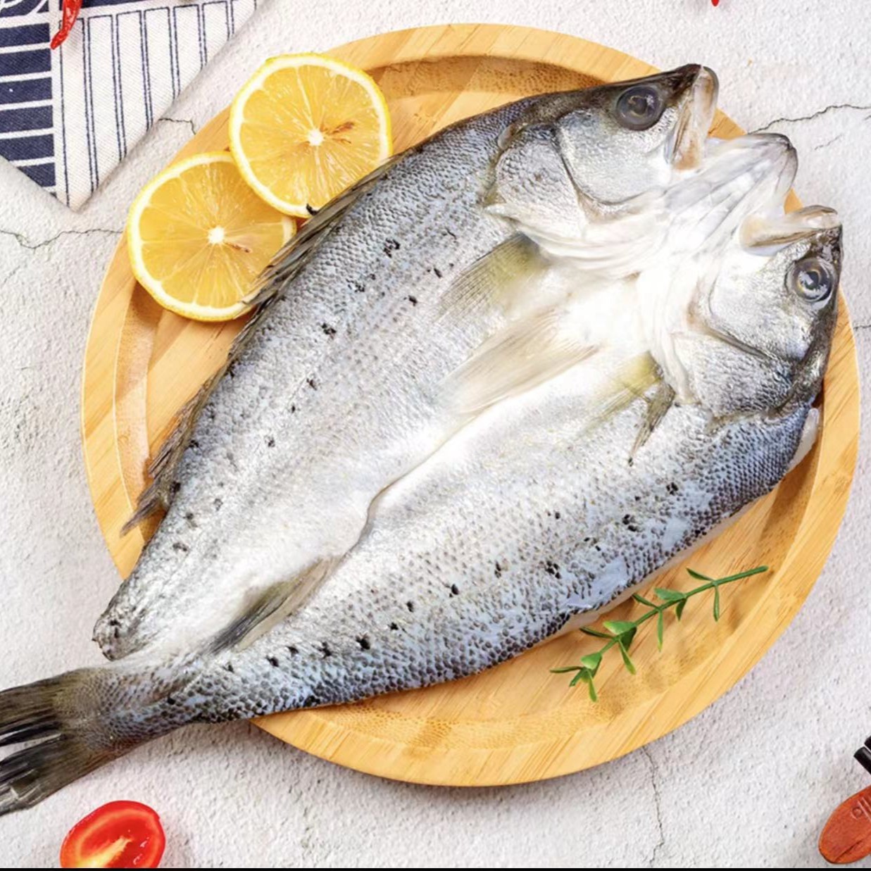 渔嫂家 连云港发货 新鲜速冻开背鲈鱼 400g-500g/条  到手5条