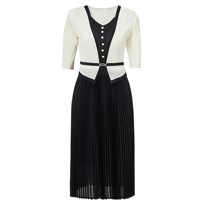 【商场同款】芭蒂娜小香风a字连衣裙春秋假两件长袖收腰裙子143U088