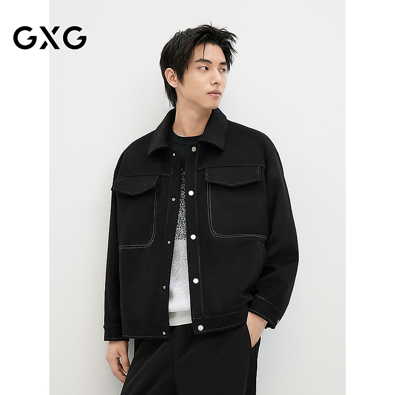 2024年秋冬GXG男士含羊毛短款大衣男羊毛大衣#G24D064003