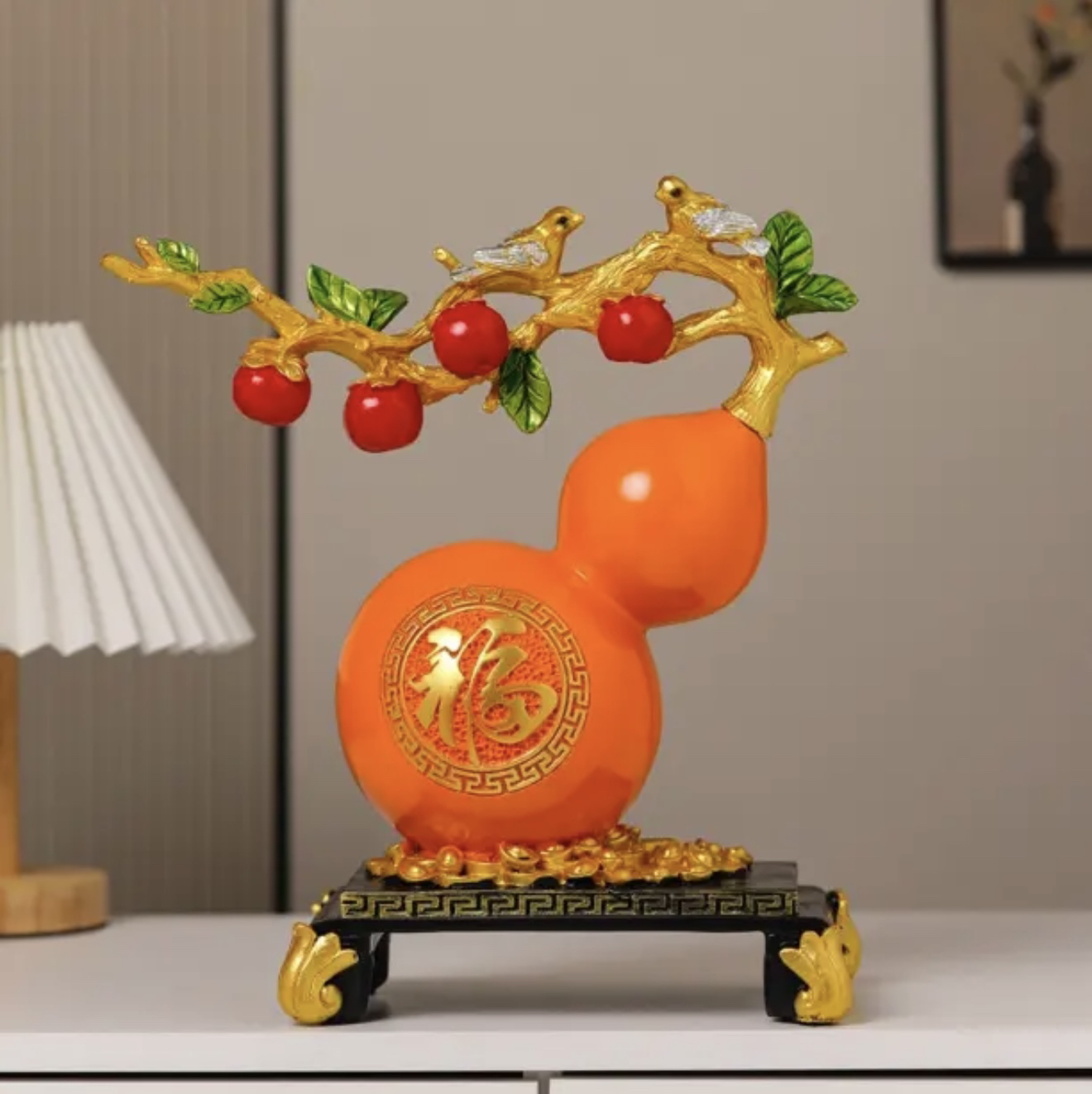 中式树脂葫芦摆件家用工艺品客厅玄关柿柿福禄酒柜装饰品节日送礼
