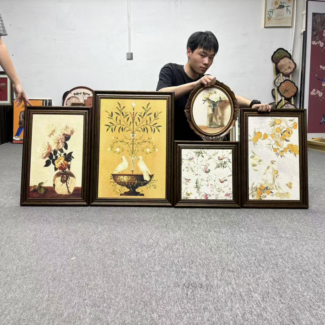 美式复古花卉法式客厅沙发背景墙装饰画轻奢小众组合500