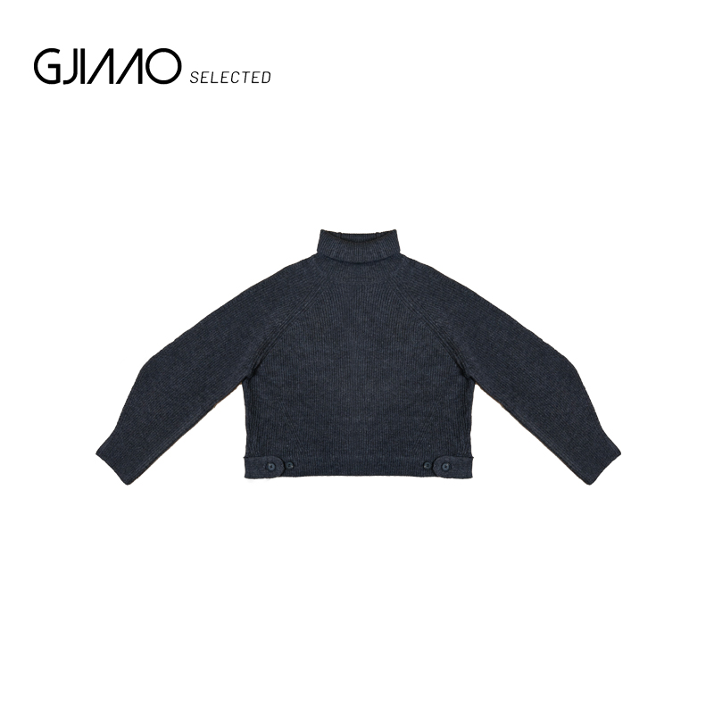 258930 底边两侧系扣高领毛衣