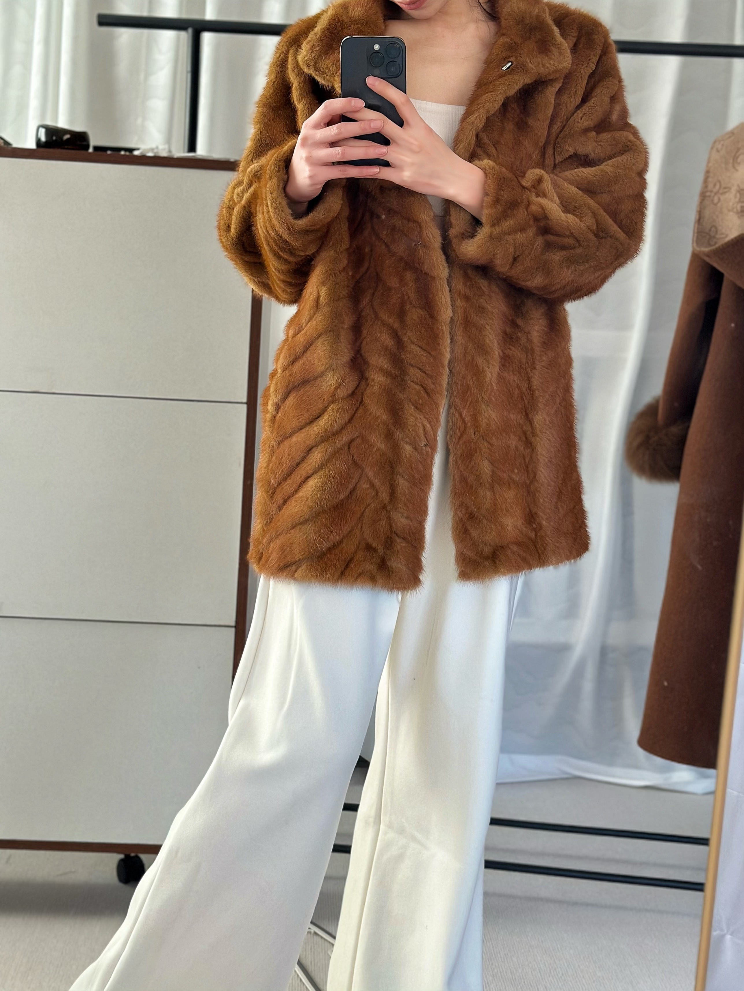 环保金叶貂皮草外套女宽松加厚皮毛一体毛毛外套潮
