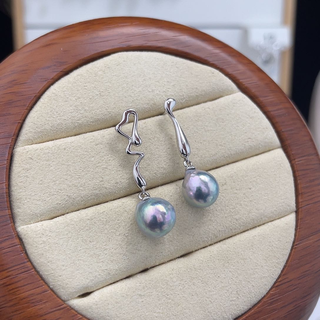 海水珍珠耳饰银S925镶嵌