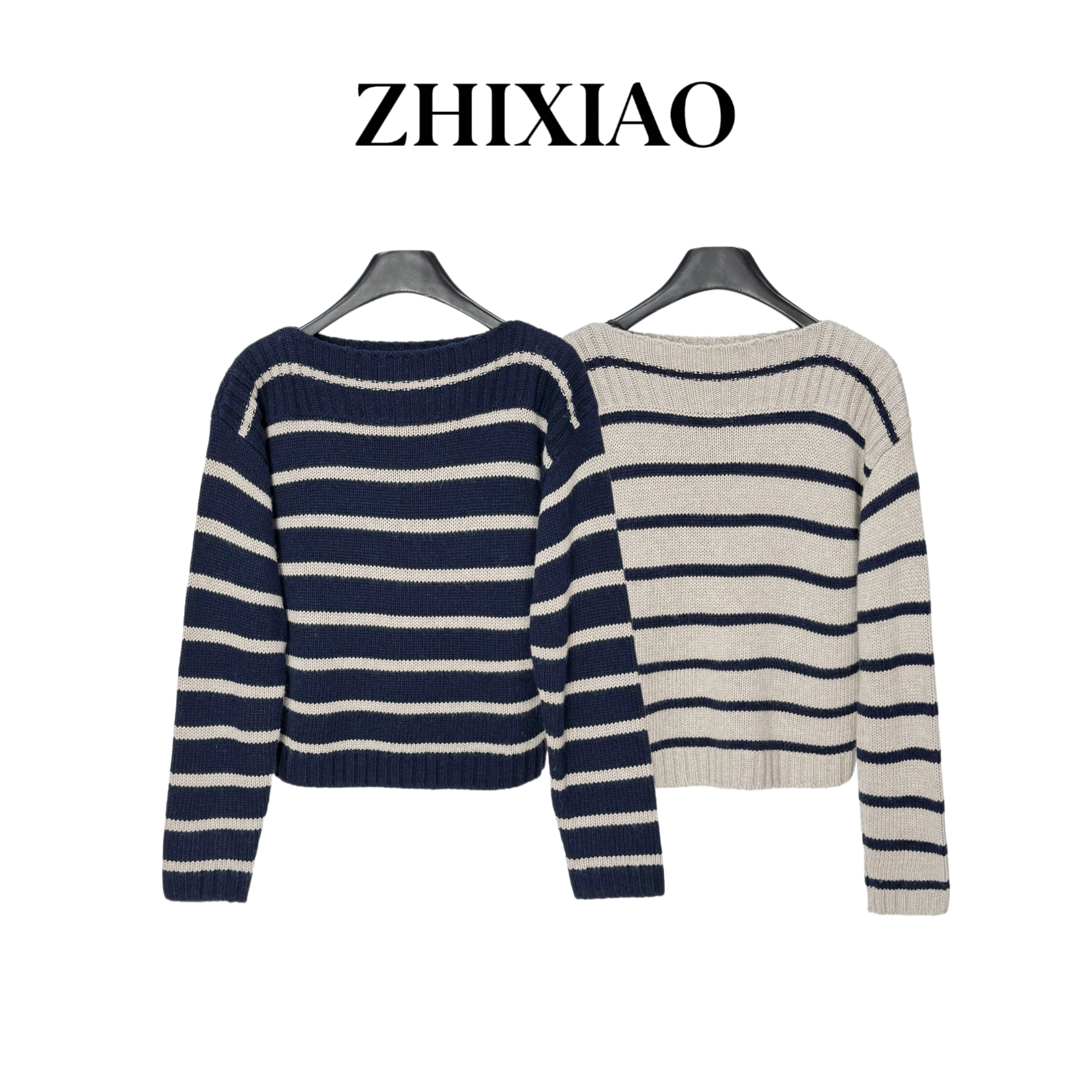 【ZHIXIAO】秋冬新款：条纹针织毛衣6843