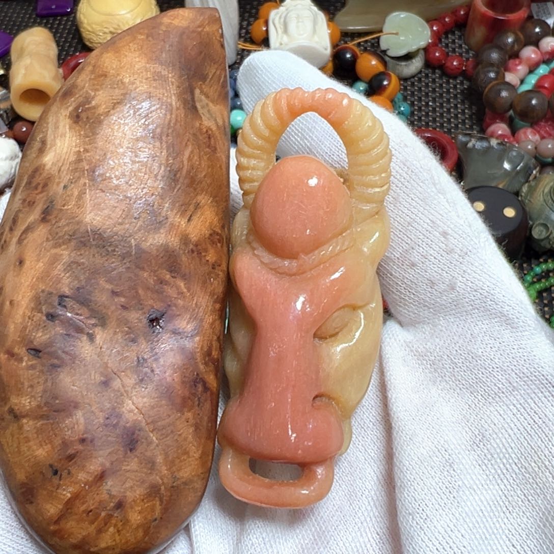 非洲檀香无事牌手把件