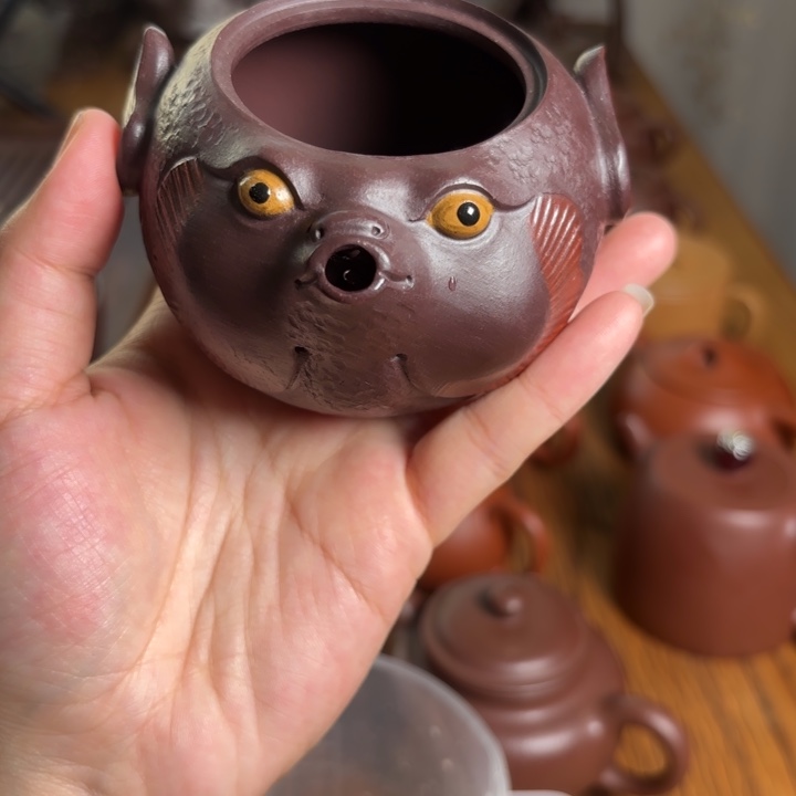 紫砂紫泥年年有鱼公道杯180c