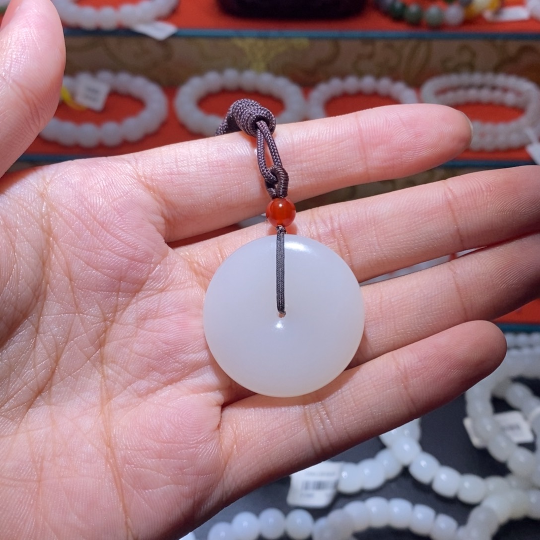 和田玉未镶嵌吊坠(赠链)平安扣白玉