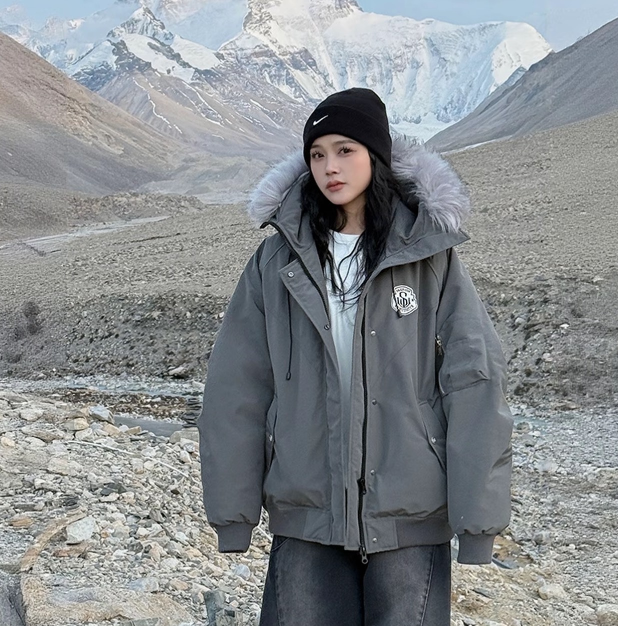 2025新款连帽棉衣加绒加厚款棉服百搭冬季保暖ins宽松面包服