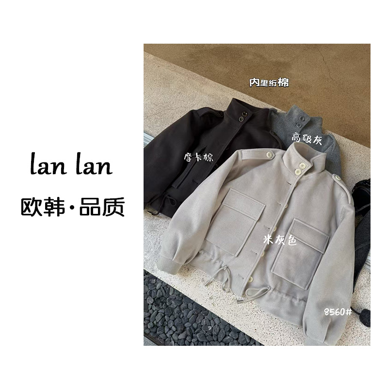 琪琪-冬上新【立领抽绳棉服】韩版小众高级感立领抽绳棉服大口袋