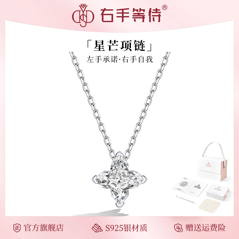 右手等待 坠链均925银合成锆石 星芒项链高级感设计锁骨链百搭款