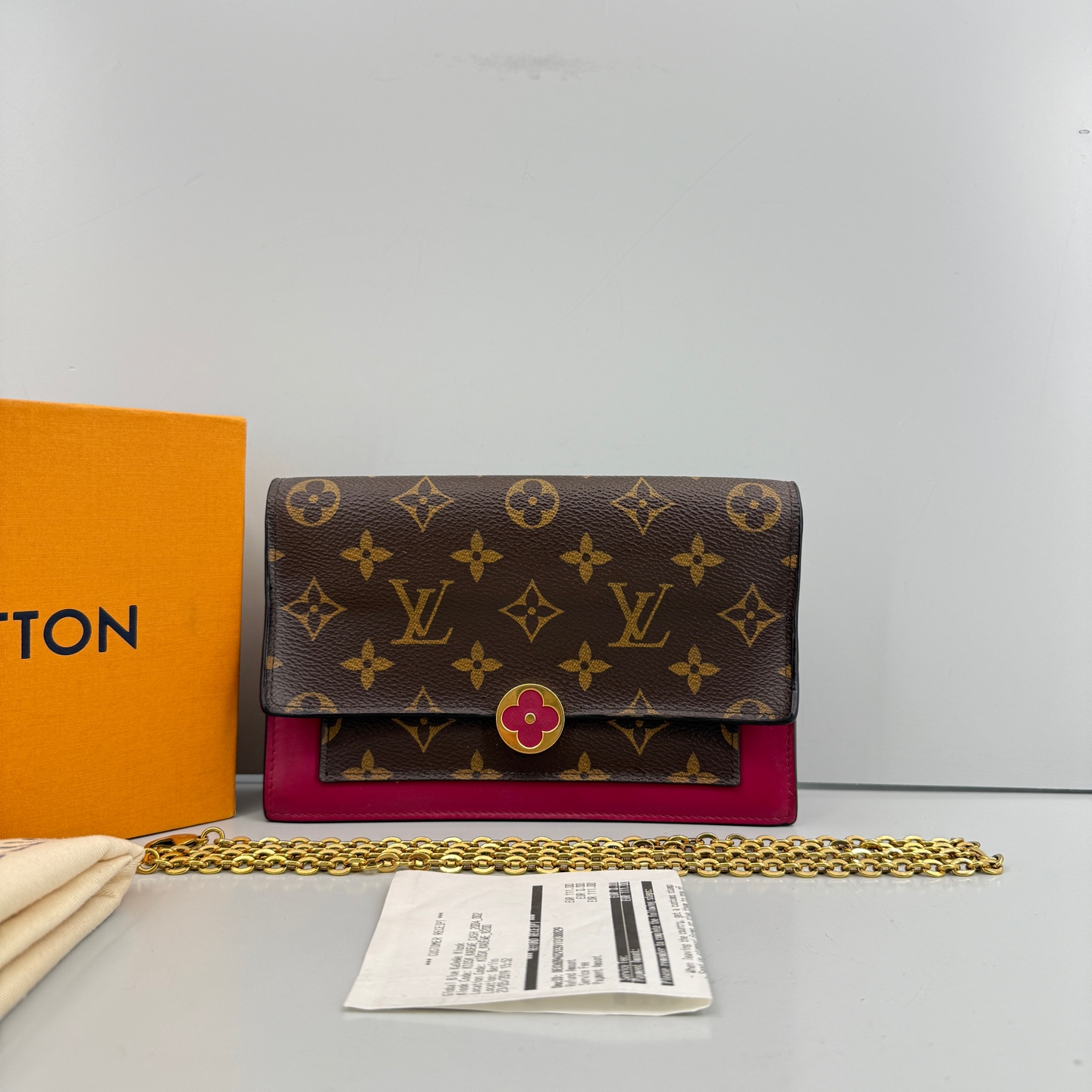 95新 LouisVuitton/路易威登 优选/小花玫红色woc链条包/19x12x5