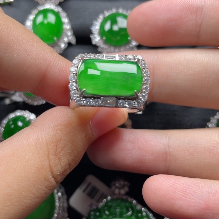 翡翠银S925镶嵌戒指蓝*戒指