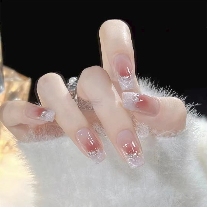 【伊人】纯手工穿戴甲可拆卸腮红螺纹法式夏日款