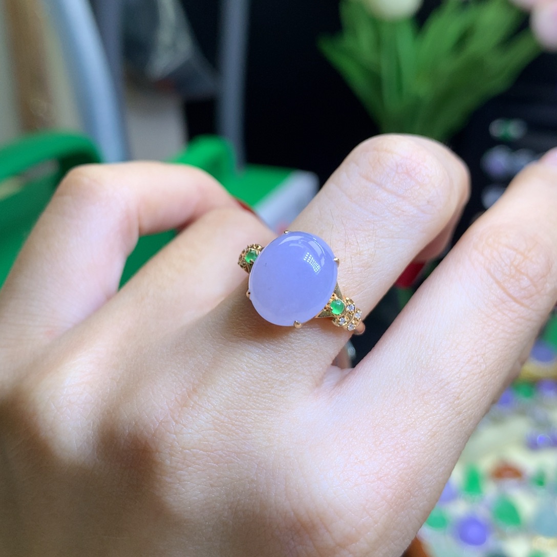 翡翠颈饰18K金镶嵌开*天然