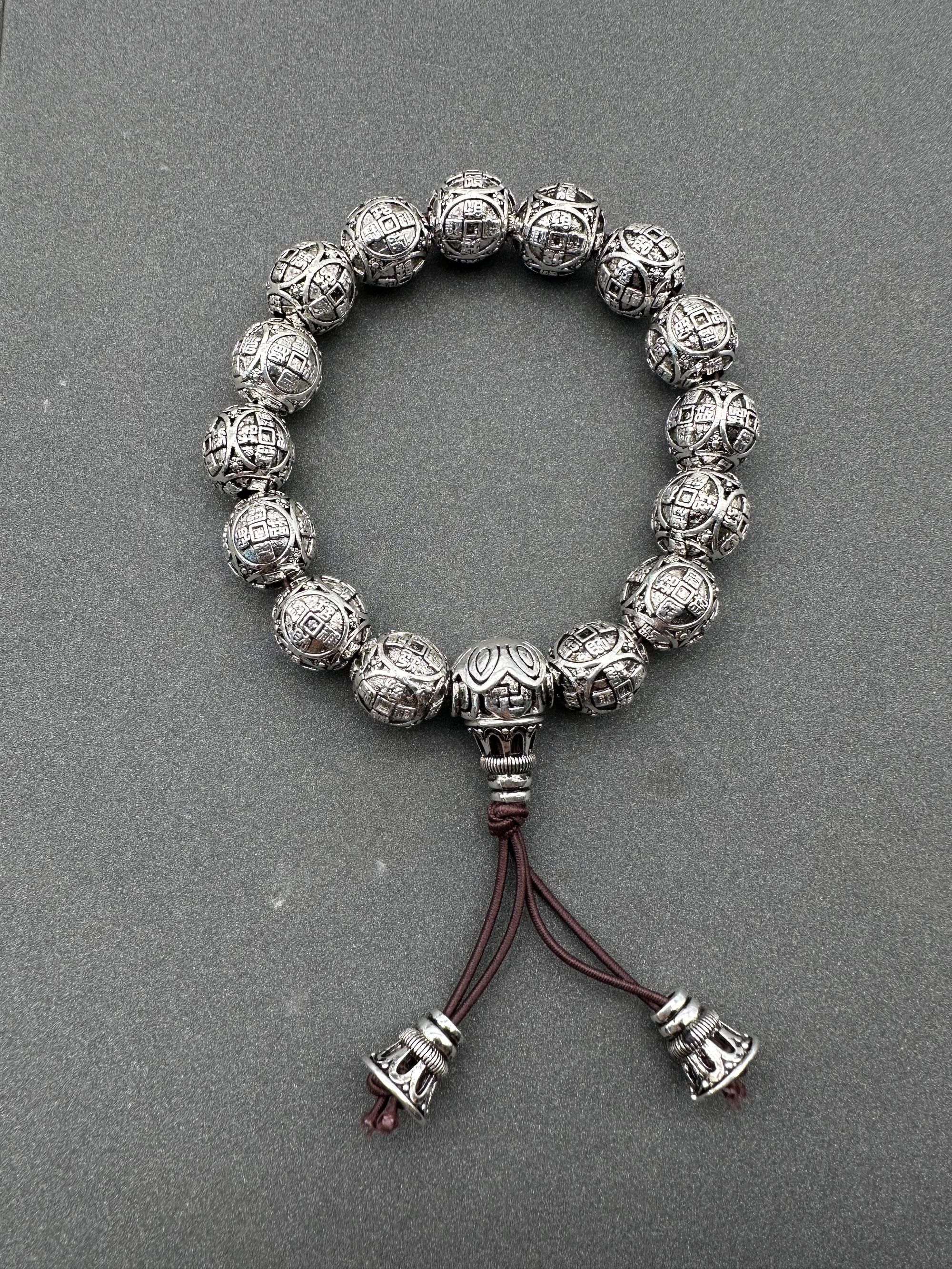 足银手镯 六字真言经文藏式复工手链