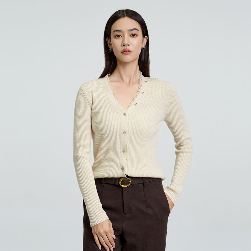 冬季V领毛衣开衫休闲时尚气质长袖针织百搭ESDMOA719