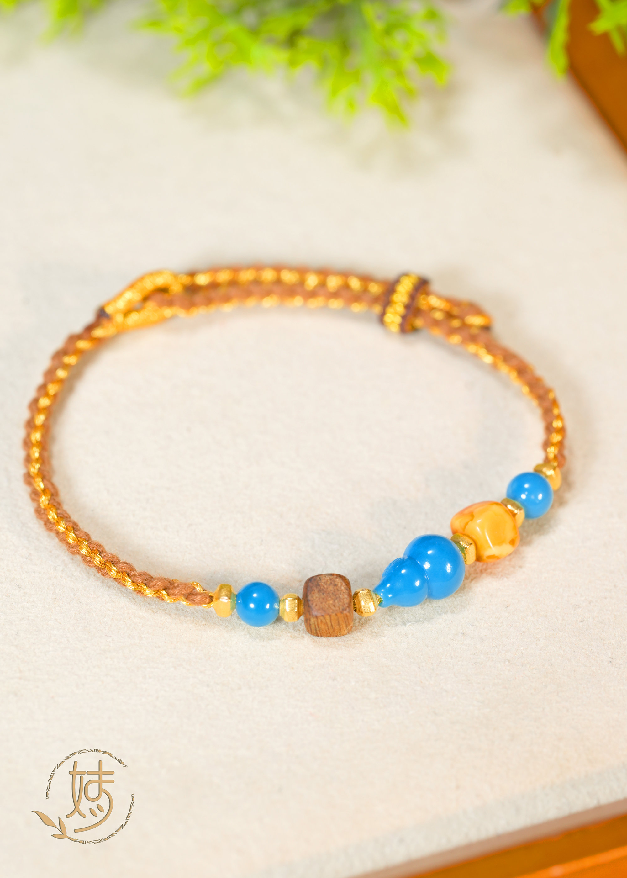 【婧婧精选】臻品 · 18k金原矿绿松DIY葫芦手绳