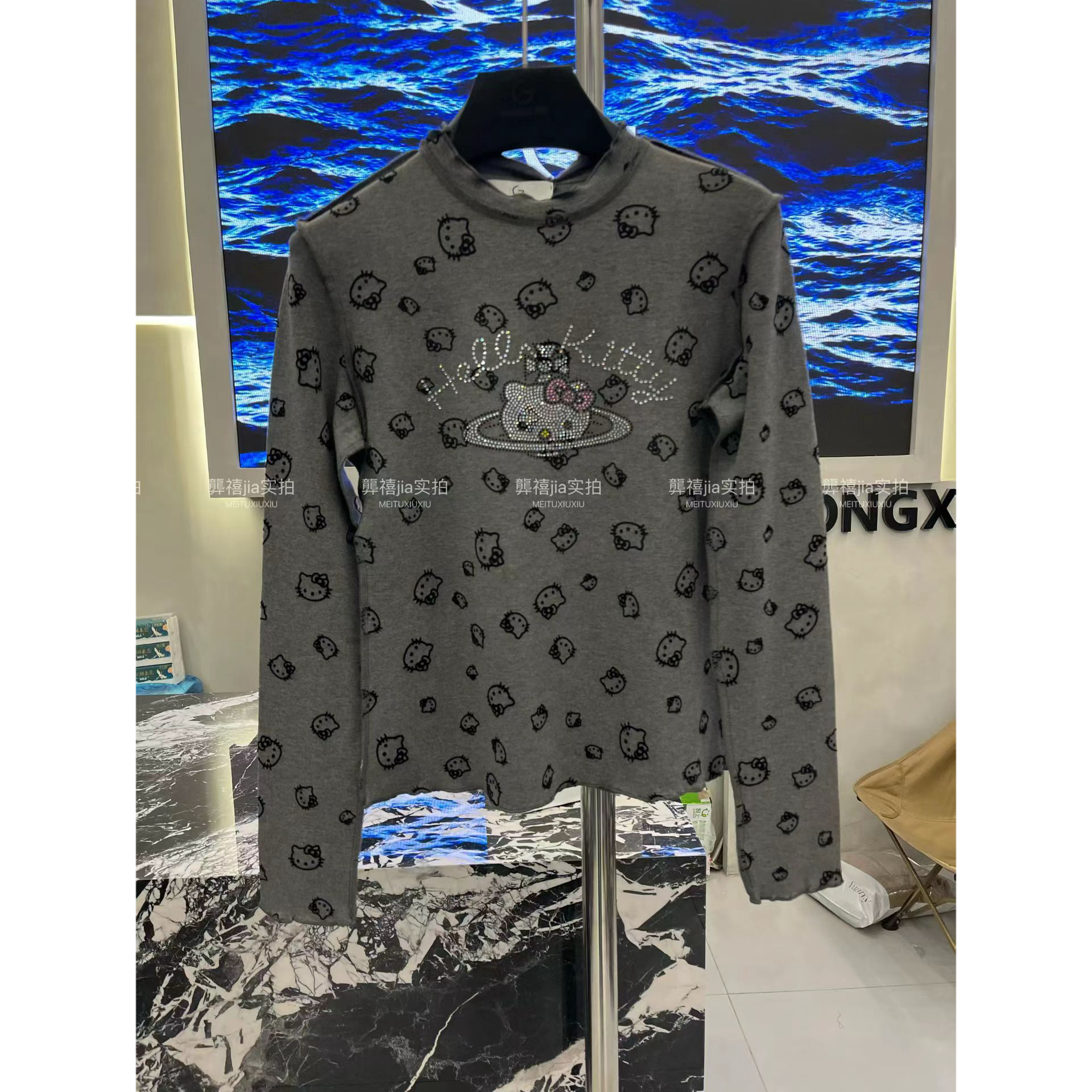  植绒烫钻Kitty T设计感小众