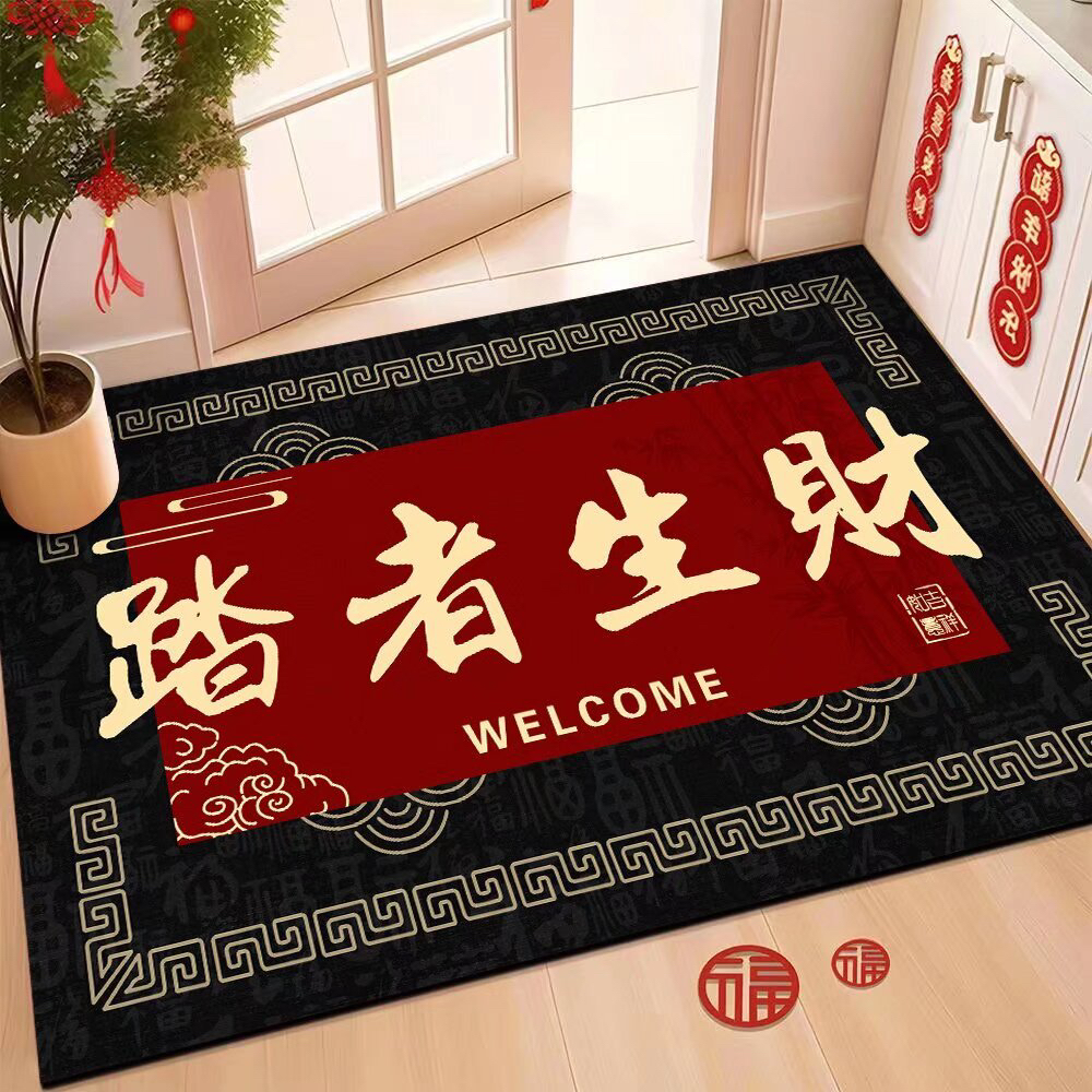 水晶绒网红家用地垫卧室卫生间中式玄关防水晶绒