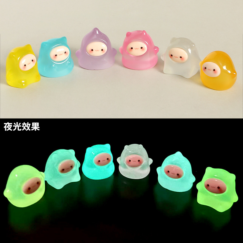 可爱手工装饰迷你小精灵小幽灵夜光萌粒桌面车载小摆件树脂工艺品