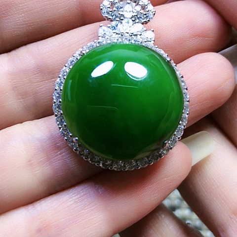 和田玉银S925镶嵌挂件