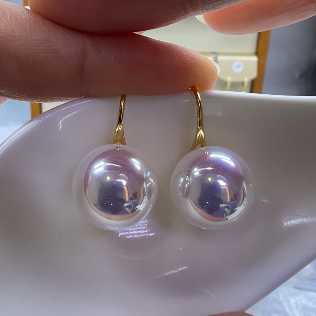 淡水珍珠银S925镶嵌耳饰