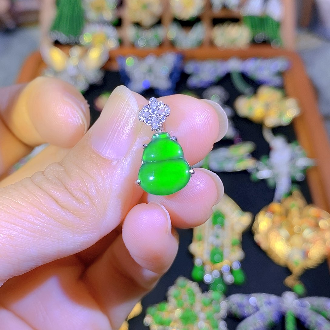 吊坠(不含链)银S925镶嵌翡翠